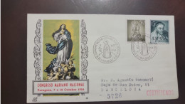 P) 1954 SPAIN, MARIAN YEAR, NATIONAL MARIAN CONGRESS, CIRCULATED TO BARCELONA, FDC, XF - Otros & Sin Clasificación