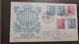 P) 1954 SPAIN, I PHILATELIC EXHIBITION, GENERAL FRANCO, MARIAN YEAR, CIRCULATED TO BUENOS AIRES ARG, FDC, XF - Autres & Non Classés