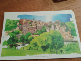 145 // Reproduction Aquarelle 28 X 17 CMS   / LE VILLAGE DE BALAZUC - Aquarelles