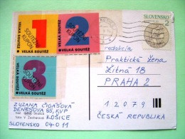 Slovakia 1994 Postcard "flowers Sunflower" Sent Locally - Madonna And Child By Klemens - Lettres & Documents