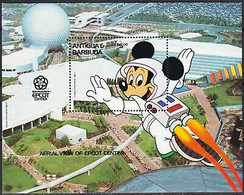 Antigua & Barbuda 1988 Disney Monde Mickey Mouse As Spaceman Flying EPCOT MNH - Other & Unclassified