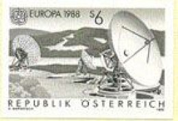 AUSTRIA(1988) Telecommunications Dish. Black Print. Scott No 1429, Yvert No 1751. - Ensayos & Reimpresiones