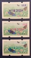 Taiwan Green Red & Blue Imprint 2023 Purple Crow Butterfly ATM Frama Stamp Flower - Neufs
