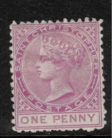 ST CHRISTOPHER 1870 1d Magenta QV SG 2 HM #CGW3 - St.Christopher-Nevis-Anguilla (...-1980)