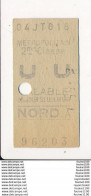 Ticket De Métro De Paris ( Métropolitain ) 2me Classe  ( Station ) NORD A - Europe