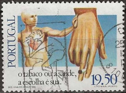 PORTUGAL 1980 Anti-Smoking Campaign - 19e.50 - Healthy Figure Pushing Away Hand With Cigarette AVU - Oblitérés