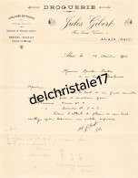 30 0092 ALAIS GARD 1921 Droguerie Jules GIBERT Brosses Pinceaux Vernis Siccatif Rue St Vincent à FONTAS - Drogisterij & Parfum