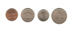 439/ U. S. A. : 1 Cent 1983 - 5 Cents 1976 D - 1 Dime 1983 P - 1/4 Dollar 1966 - Andere & Zonder Classificatie