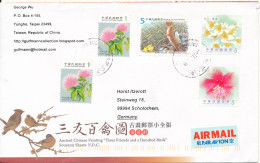 Taiwan Cover Sent To Germany Topic Stamps FLOWERS And MUSTELE - Covers & Documents