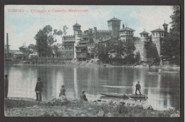 TORINO - VILLAGGIO E CASTELLO MEDIOEVALE - ANIMATA - PASSAGGIO DEL BARCHINO - CARTOLINA FP SPEDITA NEL 1919 - Castello Del Valentino