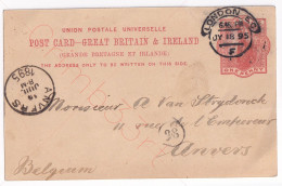 Great-Britain & Ireland - Entier Postal - Postkaart Van London Naar Anvers - 15 Juni 1895 - Briefe U. Dokumente
