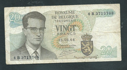 Billet, Belgique, 20 Francs, 15/05/1964  - 4B3713768 -  SCANS RECTO VERSO - Laura 8208 - 20 Franchi