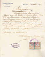 1899 Zeugnis Der Firma Hofmann, Huber & Co. Stickerei In Goldach. Mit österreichischen Gebührenmarken, Stempel  BREGENZ - Revenue Stamps