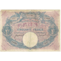 France, 50 Francs, Bleu Et Rose, 1919, T.8459 837, TB, Fayette:14.32, KM:64e - 50 F 1889-1927 ''Bleu Et Rose''