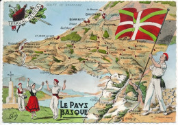 AQUITAINE. Le PAYS BASQUE. Illustration André Marcy. Carte Géographique, Drapeau, Folklore - Aquitaine