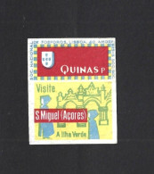 'Quinas' Matchbox Label With 'Visite S. Miguel, Azores' Advertising. 'The Green Island'. Visite S. Miguel. Grüne Insel - Tabacco & Sigarette