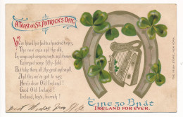 CPA IRLANDE IRELAND A Toast On Saint Patrick's Day Lucky Fer à Cheval Trèfle USA New York Irish - Autres & Non Classés