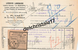 33 0410 BORDEAUX GIRONDE 1933 Lessive Landaise LA SERVANTE  Éts L. PLANET Rue Renière à BLACHER - Drogisterij & Parfum
