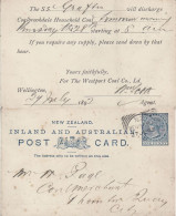 NEW ZEALAND 1892 POSTCARD SENT FROM WELLINGTON - Storia Postale