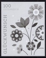 AUSTRIA(2023) Stylised Flowers. Black Print. "Congratulations!" - Ensayos & Reimpresiones