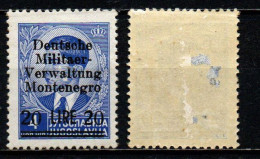 ITALIA - OCCUPAZIONE TEDESCA - MONTENEGRO - 1943 - SOVRASTAMPA - 20 LIRE SU 4 - MH - German Occ.: Montenegro