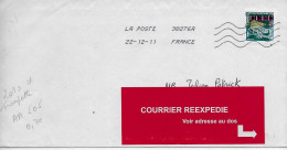 France 2010 AA 505 THEME MUSIQUE :TROMPETTE - Voeux  /  Obl. 12/2011 Sur Enveloppe Entière +étiquette REEXPEDITION - Brieven En Documenten