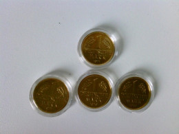 Münzen/ Medaillen: Hier 4 X 1 DM 1971 - 1977, 1979, 1980, Vergoldet, Deutsche Mark Mit 24 Karat Goldauflage, I - Numismatik