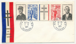 REUNION - Enveloppe FDC Bande De Gaulle, Premier Jour 9/11/1971 - St Denis R.P. Réunion - Lettres & Documents