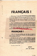 45- JEAN D' ORLEANS - JEAN DUC DE GUISE- RARE DOCUMENT EN EXIL LE 7 FEVRIER 1934- DU SANG DANS LES RUES DE PARIS - Documenti Storici