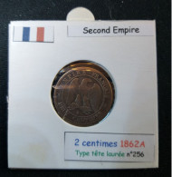 France 1862A 2 Centimes Type Napoléon III Tête Laurée (réf Gadoury N°104) - 2 Centimes