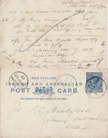 NEW ZEALAND 1892 POSTCARD SENT FROM WELLINGTON - Lettres & Documents