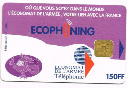 FRANCE TELECARTE PHONECARD ARMEE MILITAIRE ECOPHONING ECONOMAT PUCE 150 FF  UT BE -  Schede Ad Uso Militare