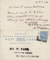 NEW ZEALAND 1892 POSTCARD SENT FROM WELLINGTON - Storia Postale