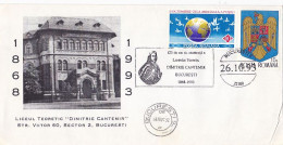 BUCHAREST- DIMITRIE CANTEMIR HIGH SCHOOL, SPECIAL COVER, 1993, ROMANIA - Cartas & Documentos