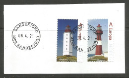 NORWAY. 2021. LIGHT HOUSES USED ON PIECE. SANDEFJORD POSTMARK. - Used Stamps