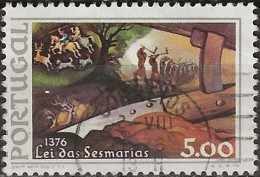 PORTUGAL 1976 600th Anniversary Of Law Of Sesmarias (uncultivated Land) - 5e. - Plough And Farmers Repelling Hunters FU - Used Stamps