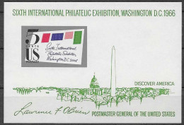 USA, Yvert BF 10, Mi BL 11, **, Exposition Philatélique Washington D.C. 1966 - Blocks & Sheetlets