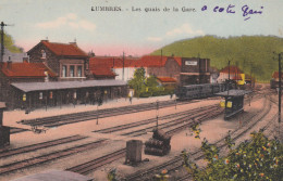 62 LUMBRES     Les Quais De La Gare             TB    PLAN  Couleur.  Anées 40.       RARE - Lumbres