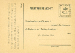 Suède Militärbrevkort Sverige Fältpost Avgiftsfritt Franchise Militaire Pré Remplie - Militaires