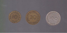 3 Pièces Sarre   Saarland  100  - 20 & 10    Franken  Année 1954 & 1955 - 100 Franchi