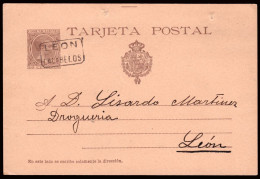 León - Edi O 36 - Entero Postal Mat Cartería "León - Cacabelos" - 1850-1931