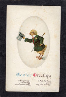 Ellen Clapsaddle(uns) - Easter, Dressed Chick With Top Hat 1915 - Antique Postcard - Clapsaddle