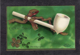 Ellen Clapsaddle(signed) - St. Patricks Day, Pipe In Ribbons 1908   - Antique Postcard - Clapsaddle