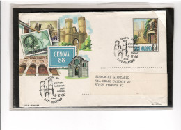 TEM19593 - SAN MARINO 9.12.88 /   FDC  BIGLIETTO POSTALE "GENOVA '88 - GIORNATA NAZIONALE DELLA FILATELIA " - Postwaardestukken