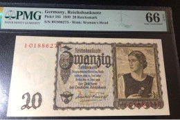 Germany 20 Reichsmark 1939 P185 Graded 66 EPQ Gem Uncirculated By PMG - 20 Reichsmark