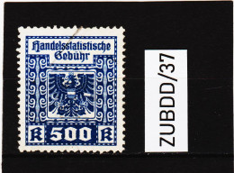 ZUBDD/37 STEMPELMARKEN FISKALMARKEN ÖSTERREICH HANDELSSTATISTISCHE GEBÜHR 500 KRONEN Gestempelt SIEHE ABBILDUNG - Revenue Stamps