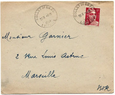 COLLET DE DEZE  LOZERE  Horoplan    1948  Sur 6f Gandon - Cartas & Documentos