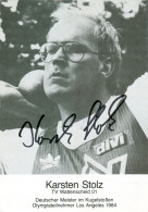 1) AK Autogramm Kugelstoßer Karsten Stolz TV Wattenscheid 01 Leichtathletik Bochum Oberhausen Shot Putter Olympia 1984 - Authographs