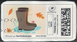 France Vignette Oblitérée Sur Fragment Used Mon Timbre En Ligne Saisons Automne Bottes SU - Afdrukbare Postzegels (Montimbrenligne)