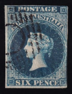 South Australia, 1855 Y&T. 3, 6 P. Azul - Gebraucht